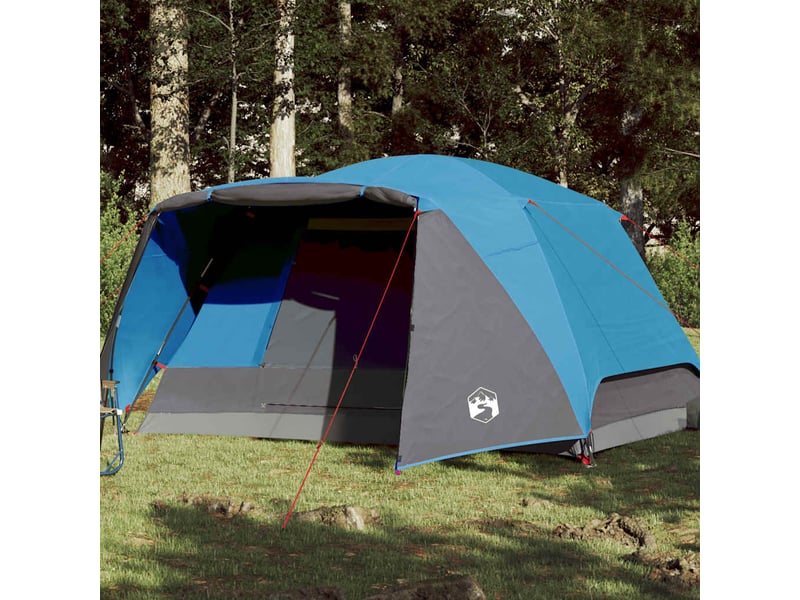 Tente de camping, tente familiale avec porche 6 personnes bleu imperméable shl82559 - Conforama B