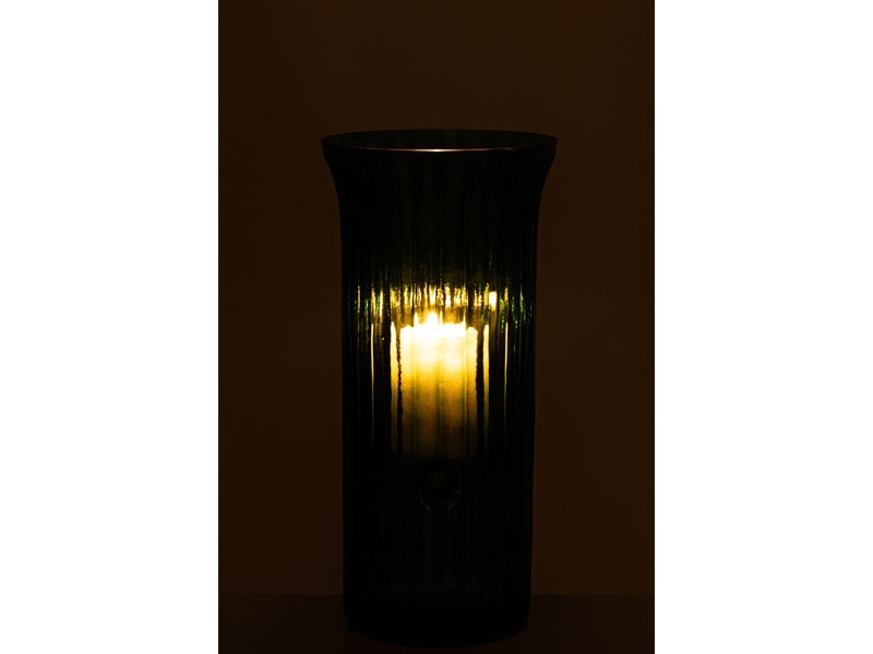  Photophore strié en verre quirin 40cm turquoise  - Conforama D