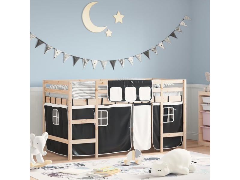  Lit mezzanine pour enfants - lit jeune avec rideaux sans matelas 80x200 cm  - Conforama B