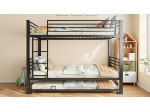 Lit mezzanine 90x200 cm <strong>BIQZUYA</strong>  <strong></strong> coloris noir