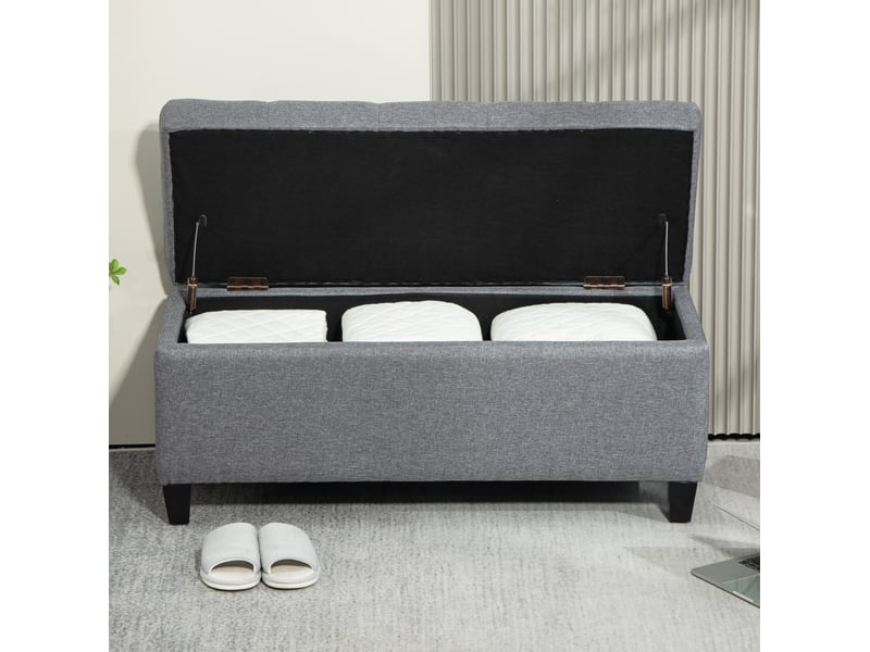  Banc coffre rembourré avec rangement 100 cm gris clair homvra  - Conforama D