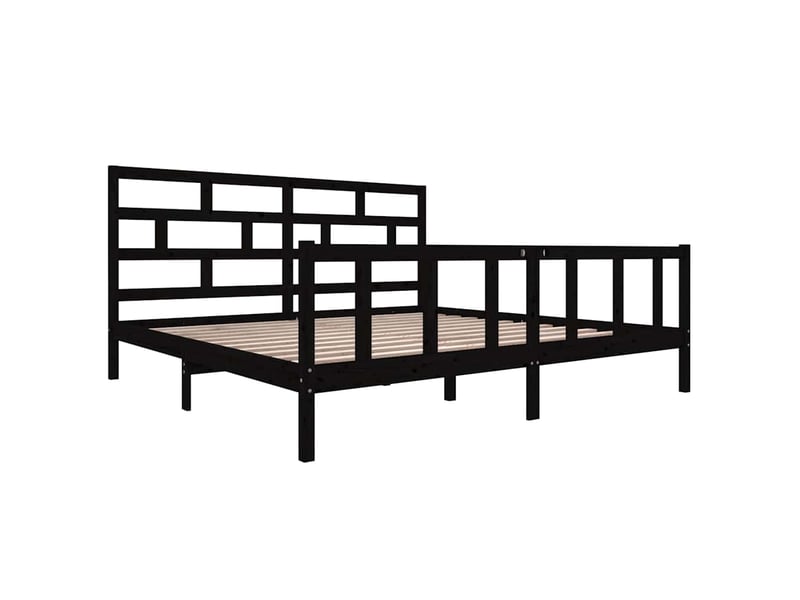  Lit double- lit adulte -  cadre de lit sans matelas noir bois massif 200x200 cm  - Conforama B