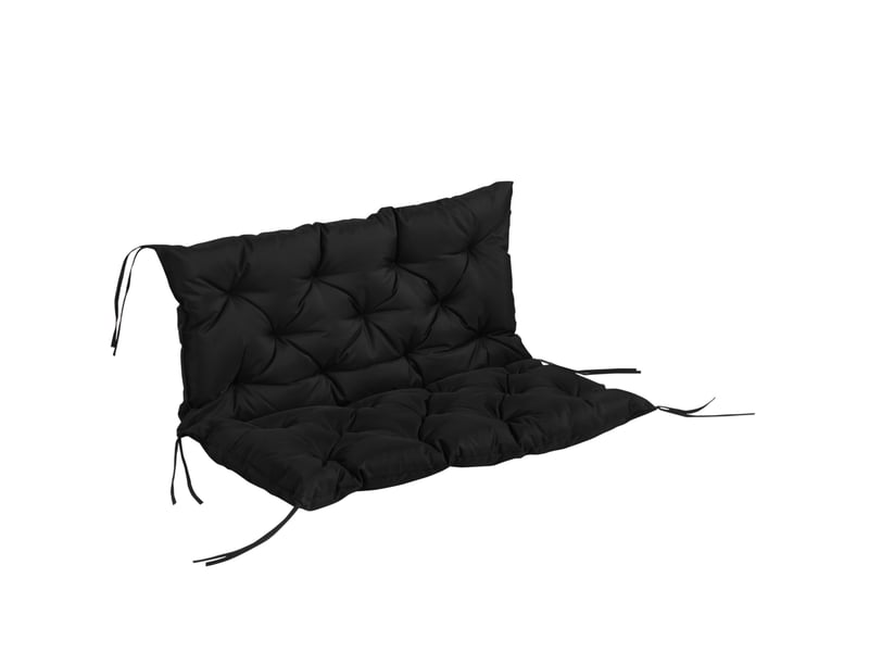  Coussin de banc 3 places 100x98x8 cm noir en polyester, assise et dossier avec 6 liens, intérieur extérieur  - Conforama D