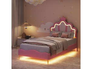 Lit avec rangement 90x200 cm <strong>BLSYHDH</strong> <strong></strong> coloris rose