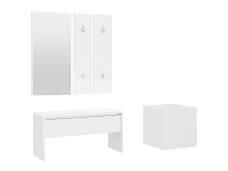  Ensemble de meubles de couloir blanc bois d'ingénierie shl55562  - Conforama A