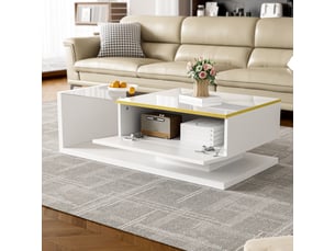 Table basse rectangulaire coloris blanc - 50 cmx100 cm
