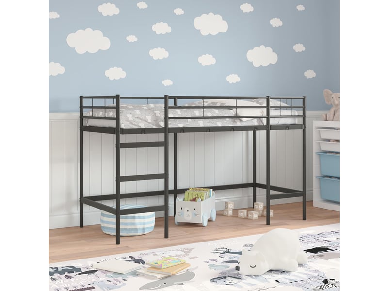  Lit mezzanine pour enfants - lit jeune noir 90 x 190 cm acier  - Conforama C