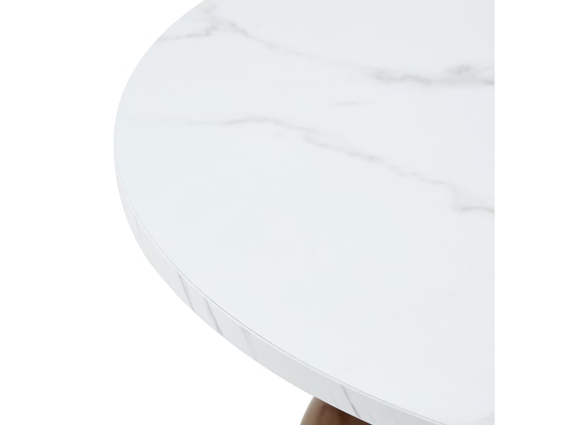  Lot de 2 tables basses rondes gigognes 70x42 cm et 50x51,5 cm design moderne métal blanc et noyer  - Conforama D