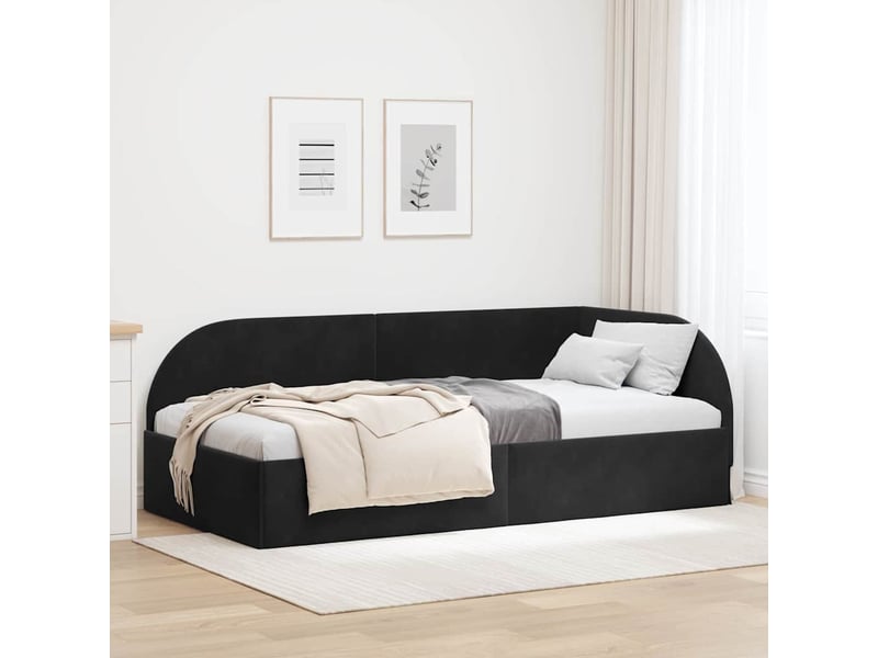  Lit adulte, lit simple, cadre de lit d'angle noir 100cmx200cm velours cf7245  - Conforama B