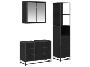 Ensemble de mobilier de salle de bain 3 pc chêne noir cf64343