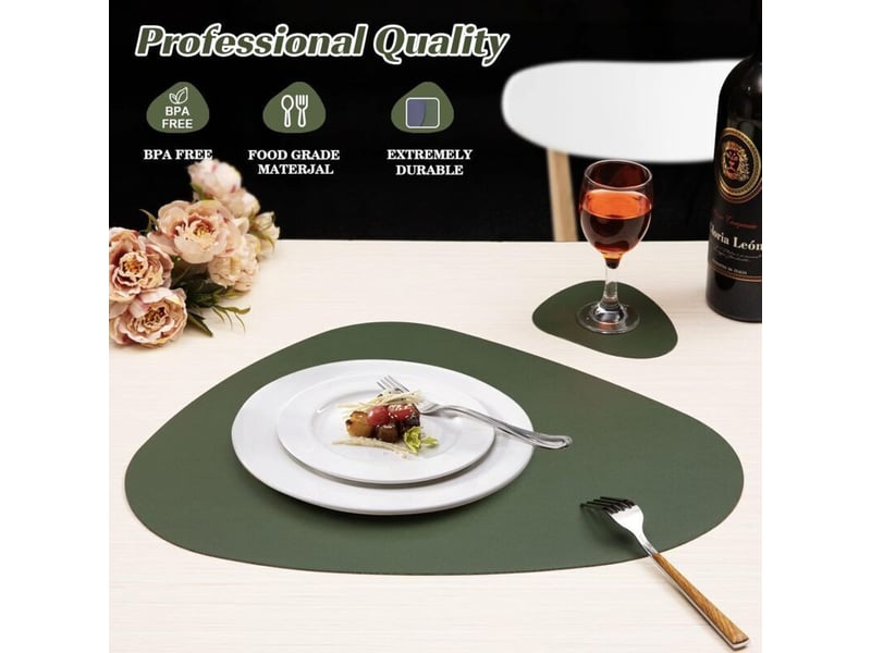  Ccykxa – set de 6 sets de table lavables ronds en cuir synthétique – antidérapants et réversibles – imperméables et résistants à la chaleur – dessous de verre inclus  - Conforama C