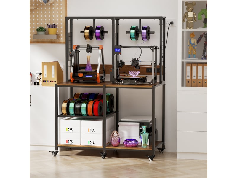  Support pour 2 imprimantes 3d,119.9x59.9x160 cm,avec rangement mobile,métal,noir  - Conforama B