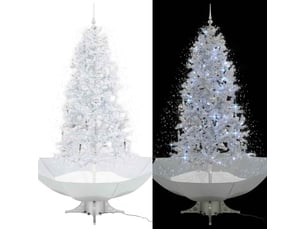 Sapin de noël - arbre de noël neigeux avec base de parapluie blanc 190 cm