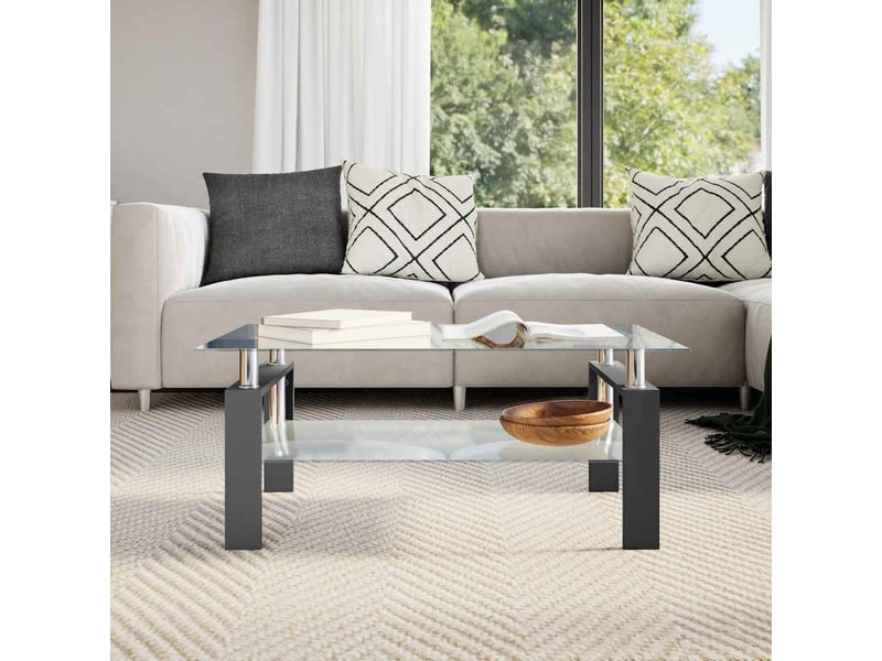  Table basse | table de salon noir et transparent 95x55x40 cm verre trempé  - Conforama C