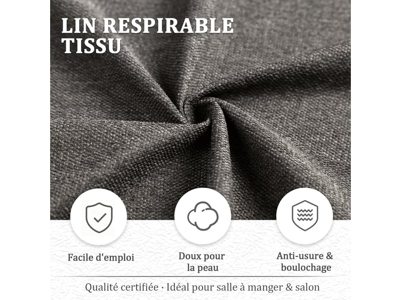  Chaise de salle à manger pivotante 360° design cocon – goeurvant, tissu effet lin, rembourré, gris anthracite  - Conforama D