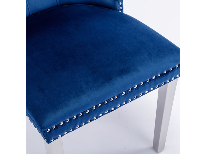  Lot de 2 chaises de salle à manger capitonnées en velours bleu W3223P339305 - Conforama E