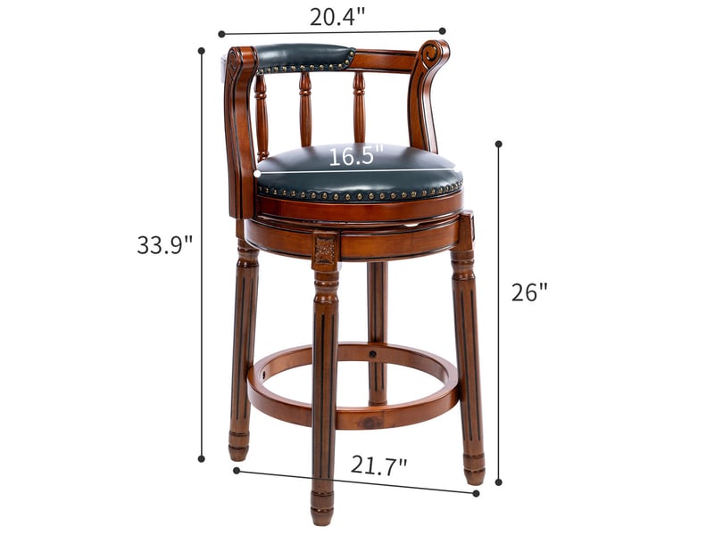  Tabouret de bar pivotant 360° 54,8 x 54,8 x 96 cm – bleu – dossier, repose-pieds et siège en cuir  - Conforama C