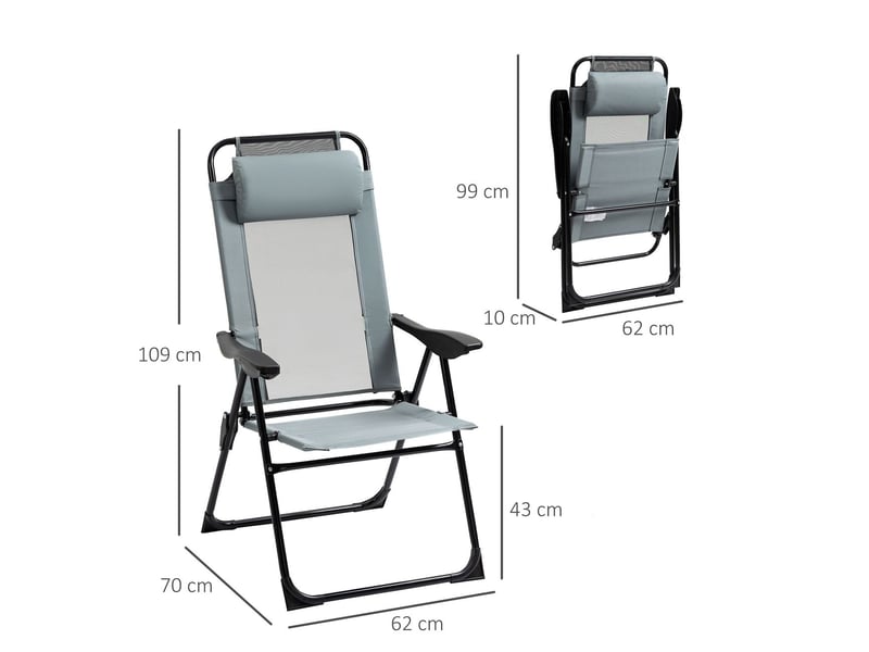  Chaise de jardin lot de 2 pièces pliantes dossier réglable accoudoirs charge max 120 kg style fauteuil de camping  - Conforama B