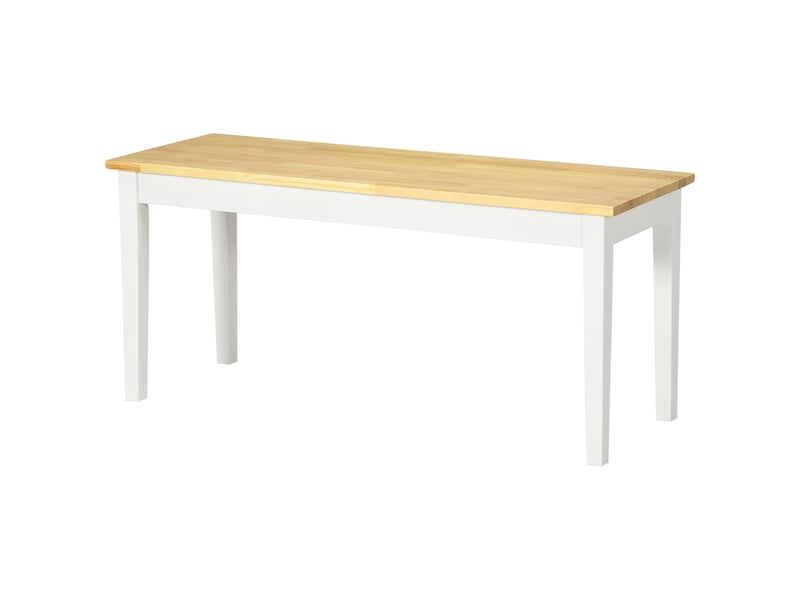  Banc en bois pour 2 personnes bicolore assise naturelle et piètement blanc 102 x 36 x 45 cm  - Conforama B