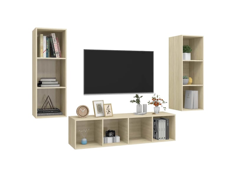  Ensemble de meubles tv 3 pcs chêne sonoma bois d'ingénierie shl26209  - Conforama C