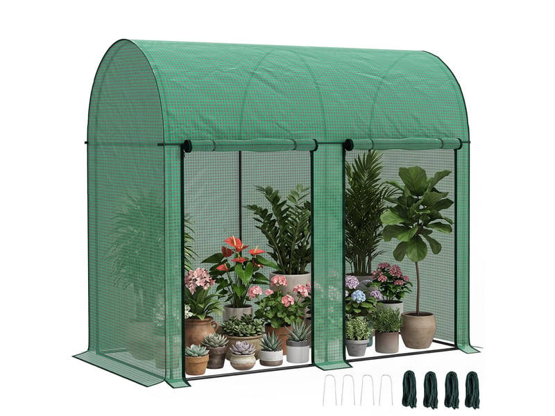 Serre de jardin 2 m², 2 portes sectionnelles, bâche pe anti-uv 140 gm², 2 x 1 x 1,78 m, verte - Conforama A