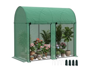 Serre de jardin 2 m², 2 portes sectionnelles, bâche pe anti-uv 140 gm², 2 x 1 x 1,78 m, verte