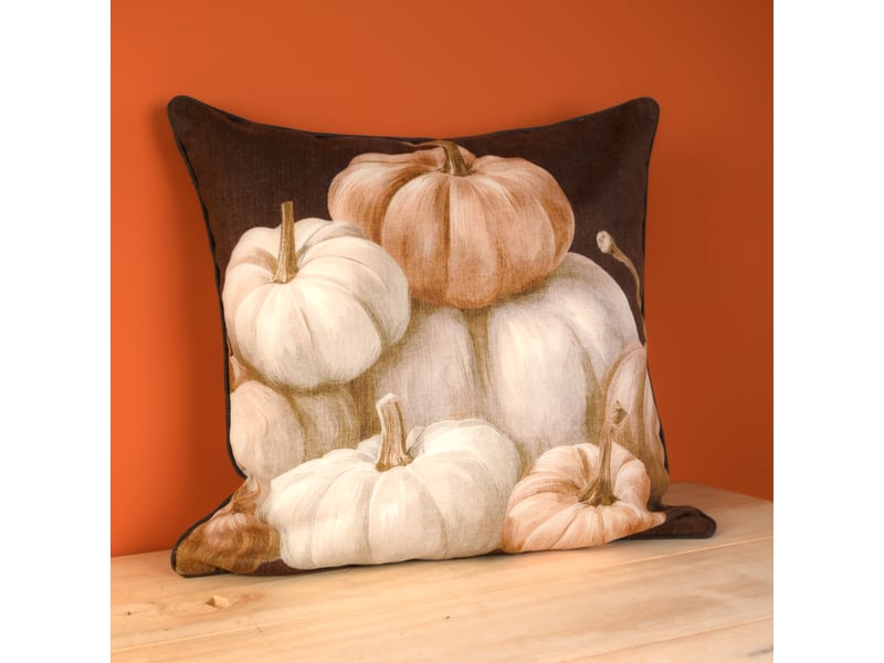  Coussin réversible imprimé aquarelle citrouilles 45x45 cm  - Conforama D