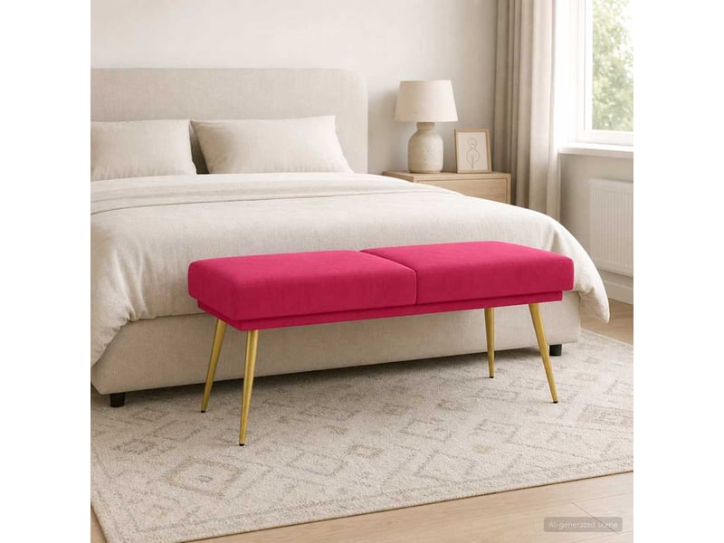  Banc d'entrée, banc à double couche bordeaux 120x45x46 cm velours  - Conforama D