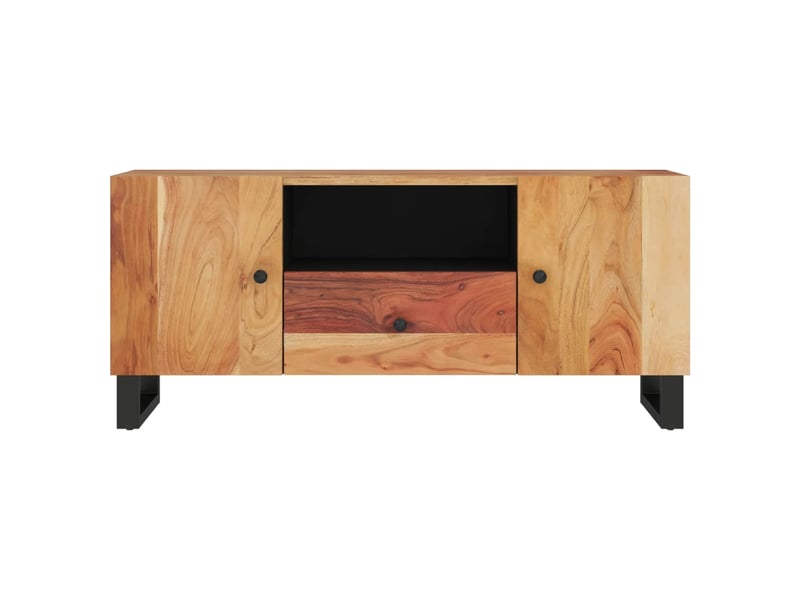  Meuble tv - banc tv - meuble de rangement 105x33,5x46 cm bois d'acacia solide et d'ingénierie  - Conforama D