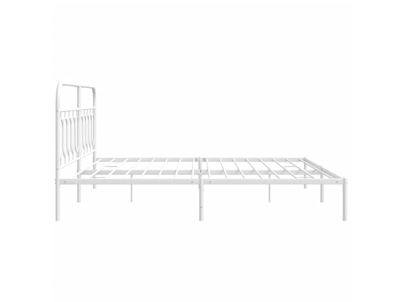  Lit double- lit adulte -  cadre de lit métal sans matelas et tête de lit blanc 200x200 cm  - Conforama D