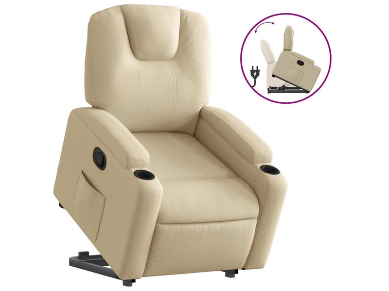  Fauteuil inclinable salon, fauteuil relax crème tissu shl1816  - Conforama A