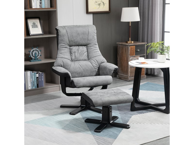 Fauteuil inclinable avec repose-pieds, pivotant à 360°, inclinable à 135°, revêtement respirant, 78 x 82,5 x 109 cm, gris  - Conforama C