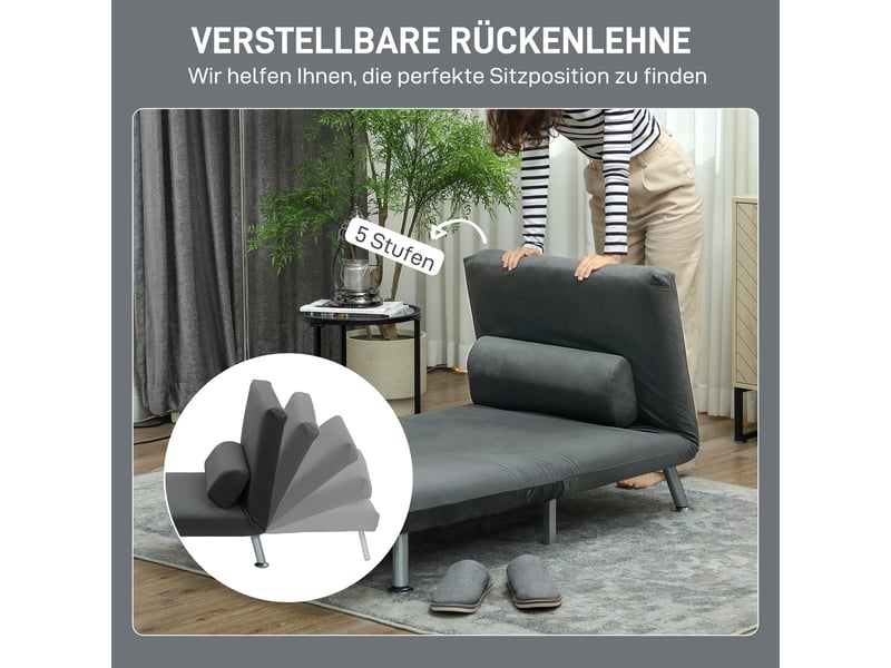  Fauteuil convertible lit 1 place aspect velours gris foncé 75 x 70 x 75 cm  - Conforama E
