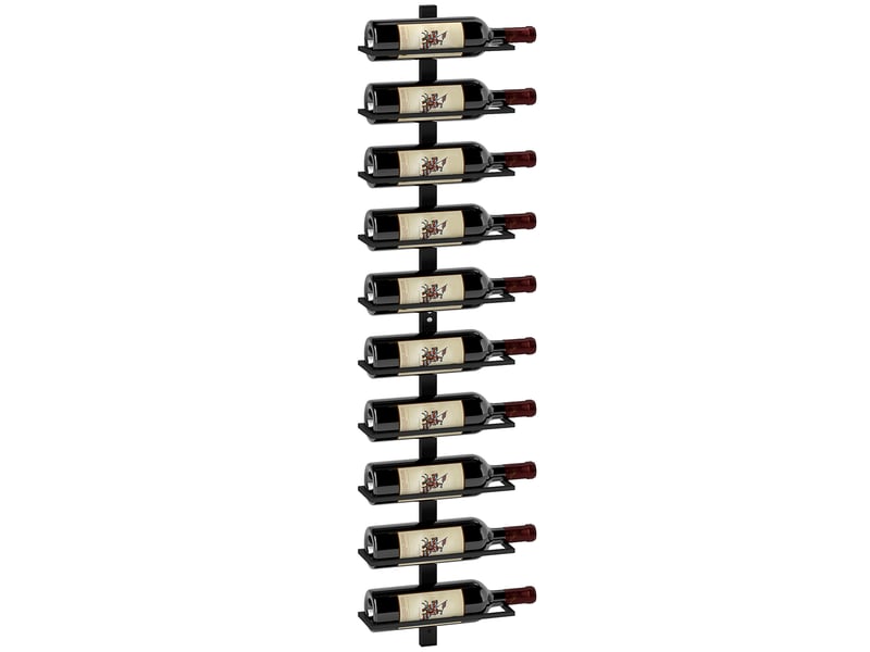  Casier à vin mural pour 10 bouteilles, 10 étagères, métal, noir, idéal pour la cuisine, le salon ou le bar.  - Conforama A