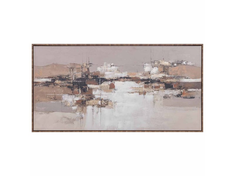  Tableau peint à la main avec cadre en bois rose 143x4x73h cm  - Conforama B