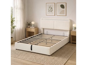 Lit coffre 140x190 cm <strong></strong> <strong></strong> coloris blanc