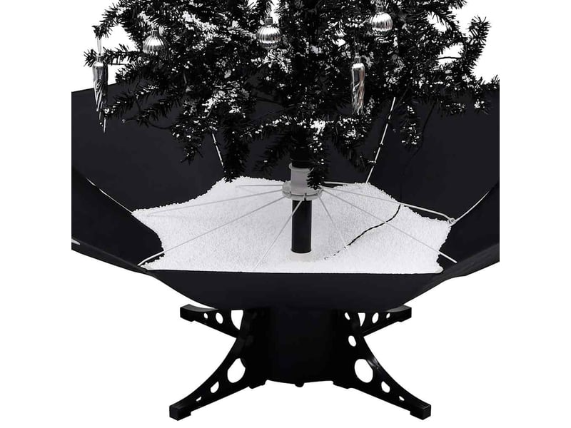  Arbre de noël, sapin de noël neigeux avec base de parapluie noir 170 cm pvc  - Conforama E