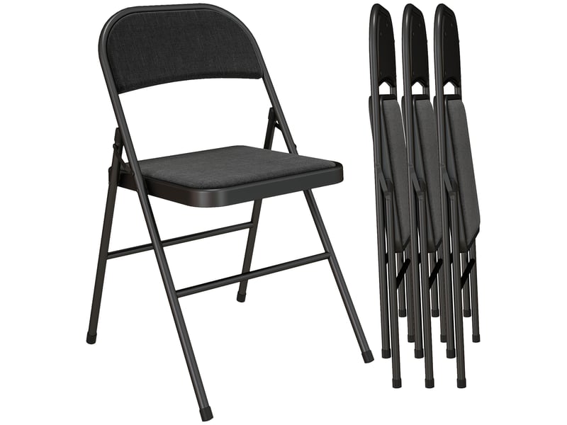  Lot de 4 chaises pliantes noires avec cadre en acier pour salle à manger dimensions 45 x 46 x 78 cm  - Conforama A