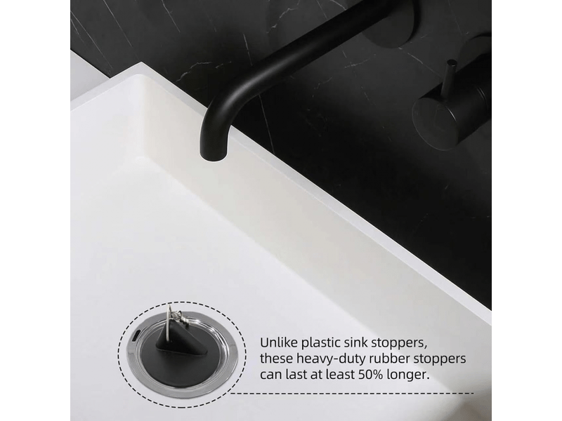  Bouchon d'évier universel avec chaîne, 2 pièces (diamètre 4,1 cm à 4,6 cm, chaîne 45 cm)  - Conforama E