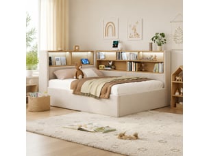 Lit coffre 90x200 cm VIVRYN coloris beige