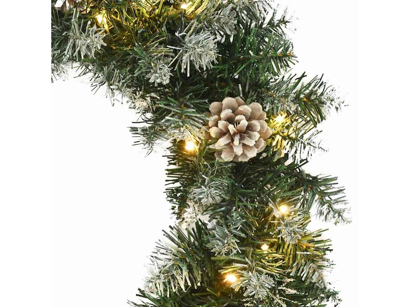  Couronne de noël avec lumières led vert 60 cm pvc  - Conforama C
