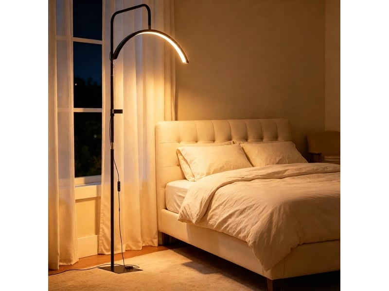  Lampadaire led 77,5 x 20,5 x 136-186 cm en acier et plastique dimmable noir chicfurn  - Conforama C