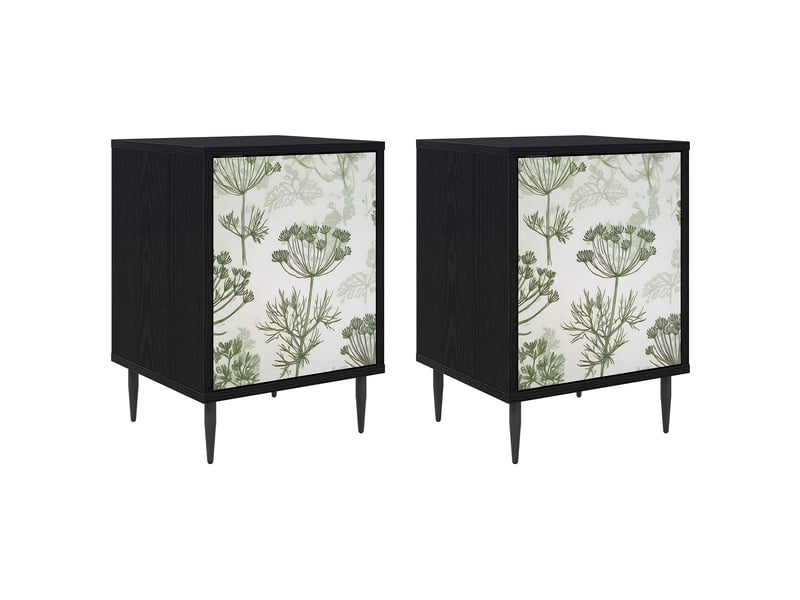  Table de chevet - cabinet de chevet - table de nuit gotha 2 pc chêne noir 36 x 33 x 51 cm  - Conforama A
