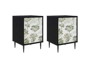 Table de chevet - cabinet de chevet - table de nuit gotha 2 pc chêne noir 36 x 33 x 51 cm