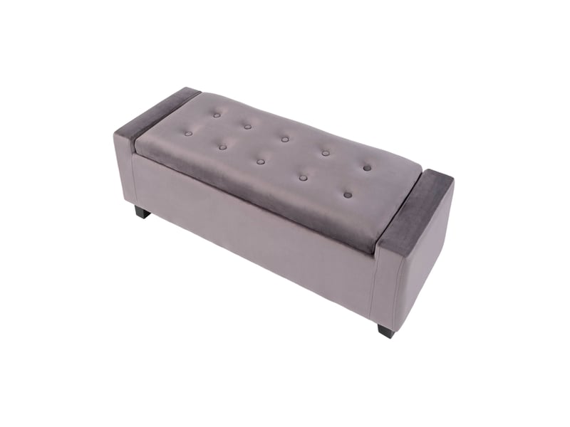  Banc de rangement 110x40x39 cm en velours gris  - Conforama E