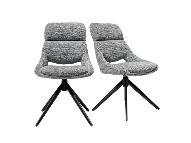  Lot 2 chaises de repas pivotantes 360° tissu gris pieds métal – maple  - Conforama A