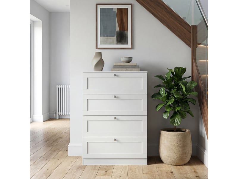  Commode altino 4 tiroirs, chambre, rangement vêtements, meuble, 99x65x36cm, blanc 3332181 - Conforama C