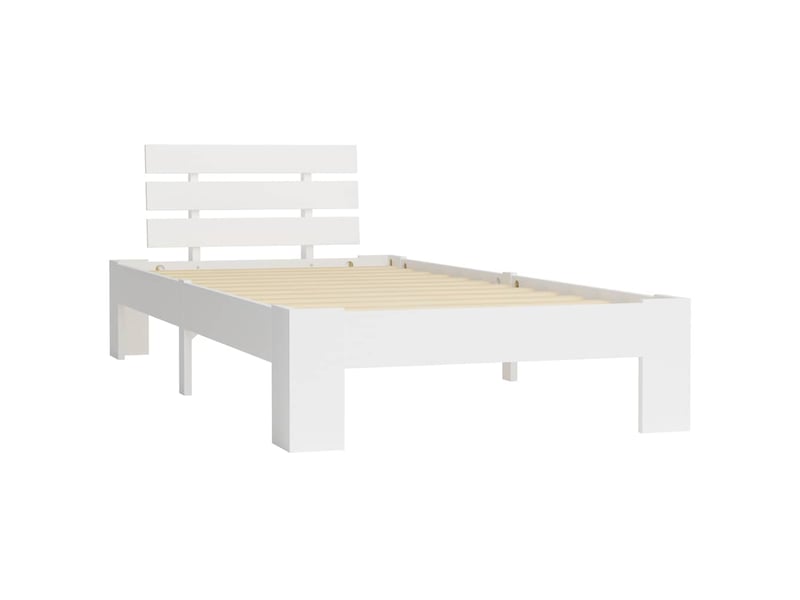  Lit simple- lit adulte -  cadre de lit sans matelas blanc bois de pin massif 90x200 cm  - Conforama A