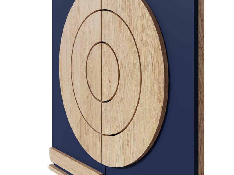  Meuble à chaussures 76x37x98,5 cm au design géométrique, grand rangement, panneau de particules bleu et naturel  - Conforama E