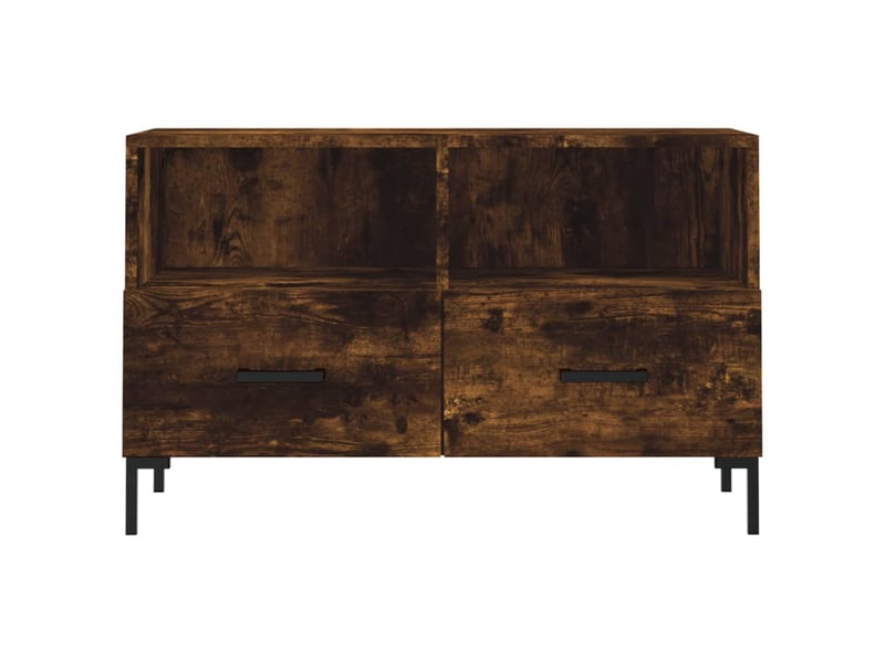  Meuble tv - banc tv - meuble de rangement chêne fumé 80x36x50 cm bois d'ingénierie  - Conforama E